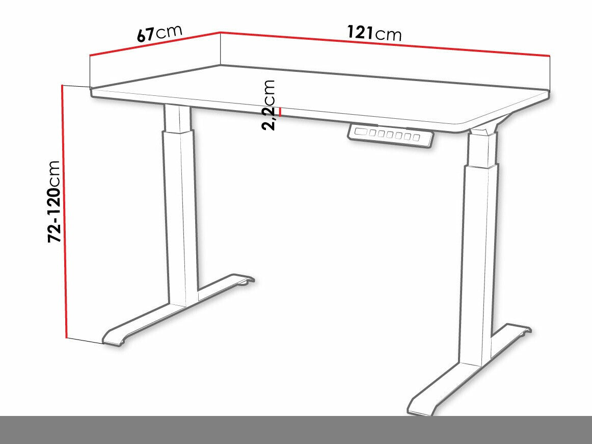Állítható magasságú íróasztal Biurko MOON 121, Szín: Fehér + Fekete