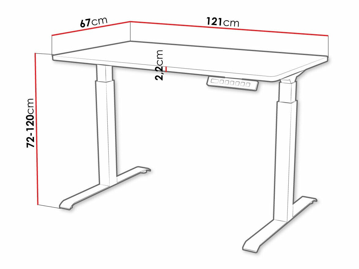 Állítható magasságú íróasztal Biurko MOON 121, Szín: Fekete