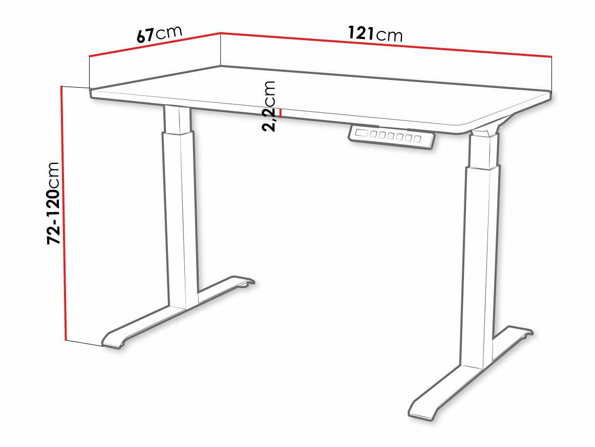 Állítható magasságú íróasztal Biurko MOON 121, Szín: Wotan tölgy + Fekete