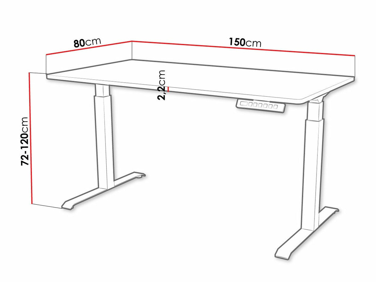 Állítható magasságú íróasztal Biurko MOON LONG 150, Szín: Fekete