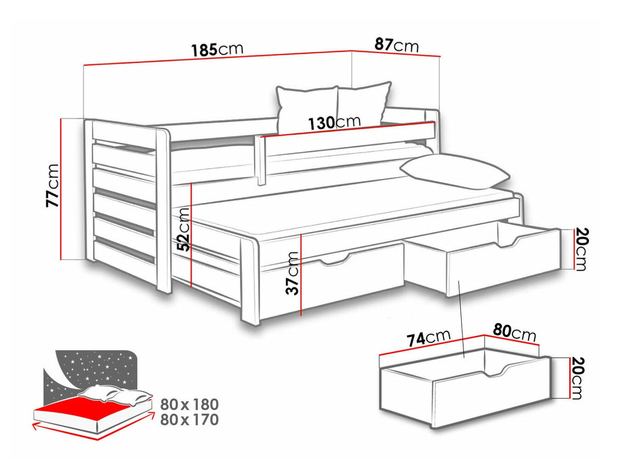 Ágy TOMASZ II 80 (Catalonia 80), Szín: Fenyő