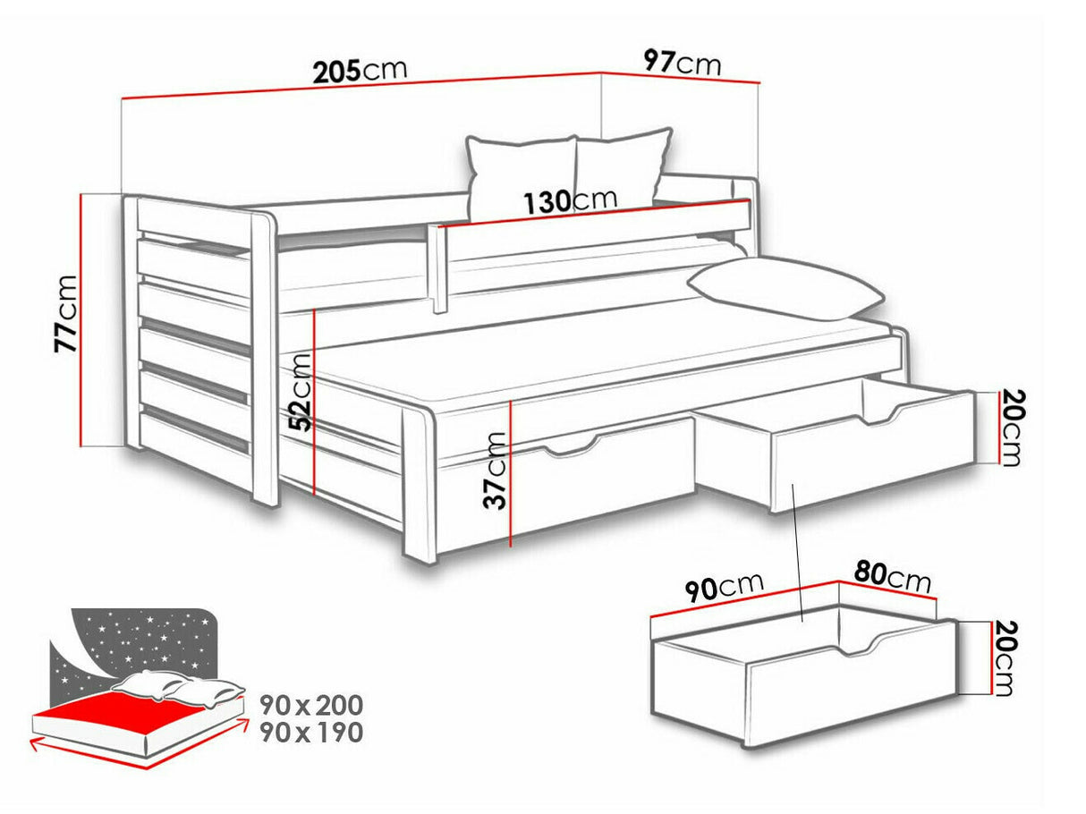 Ágy TOMASZ II 90 (Catalonia 90), Szín: Fenyő, Matrac: Nem