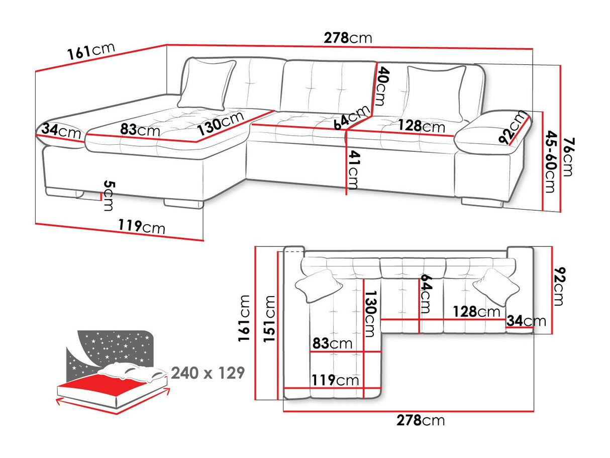 Sarokkanapé Malwi (Laviva), Szín: Velo 625, Változatok: Balos