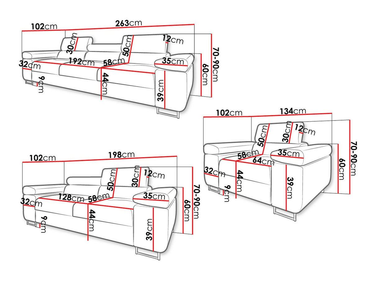 Kárpitozott bútorok Zestaw TOREZIO 3+2+1, Szín: Manila 02