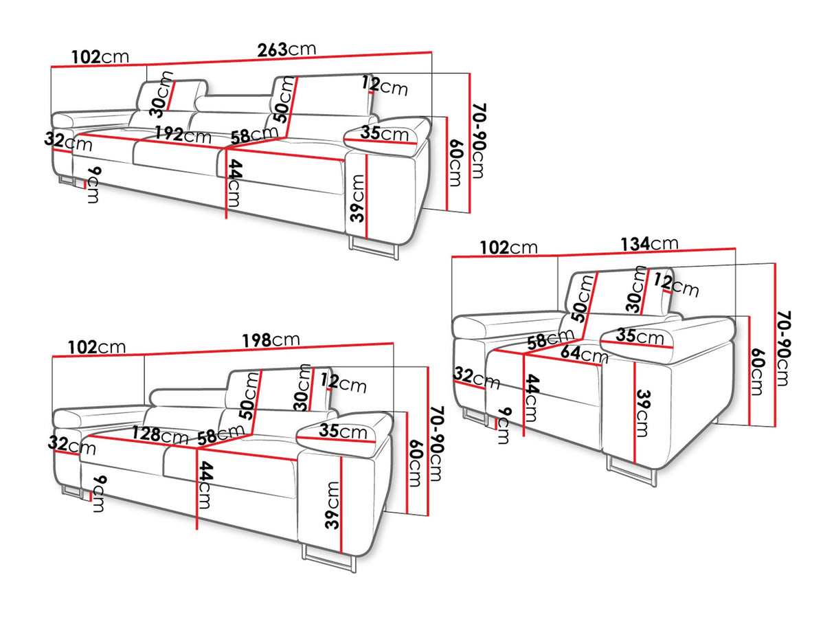 Kárpitozott bútorok Zestaw TOREZIO 3+2+1, Szín: Manila 18