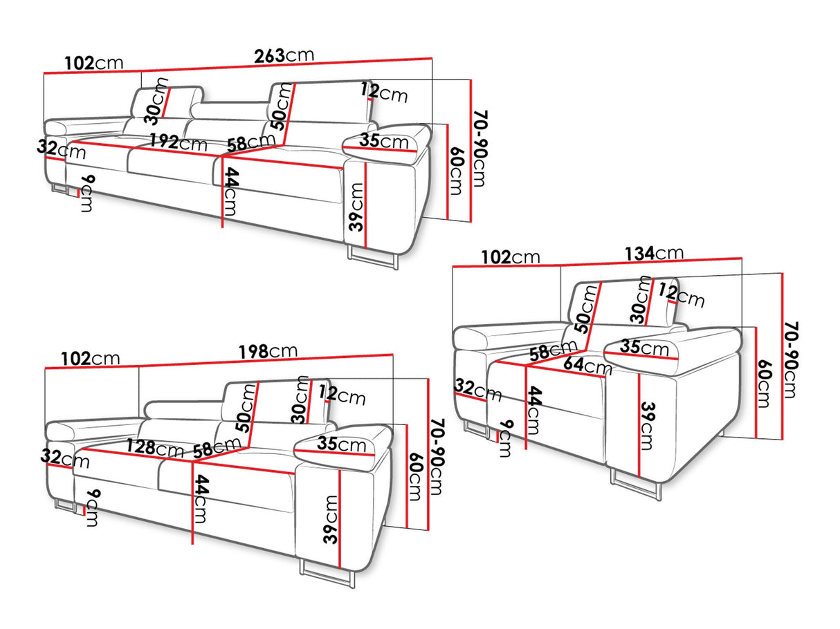 Kárpitozott bútorok Zestaw TOREZIO 3+2+1, Szín: Poso 14