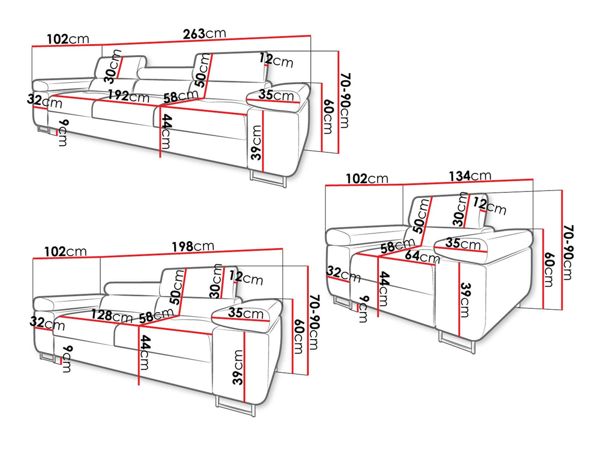 Kárpitozott bútorok Zestaw TOREZIO 3+2+1, Szín: Poso 47