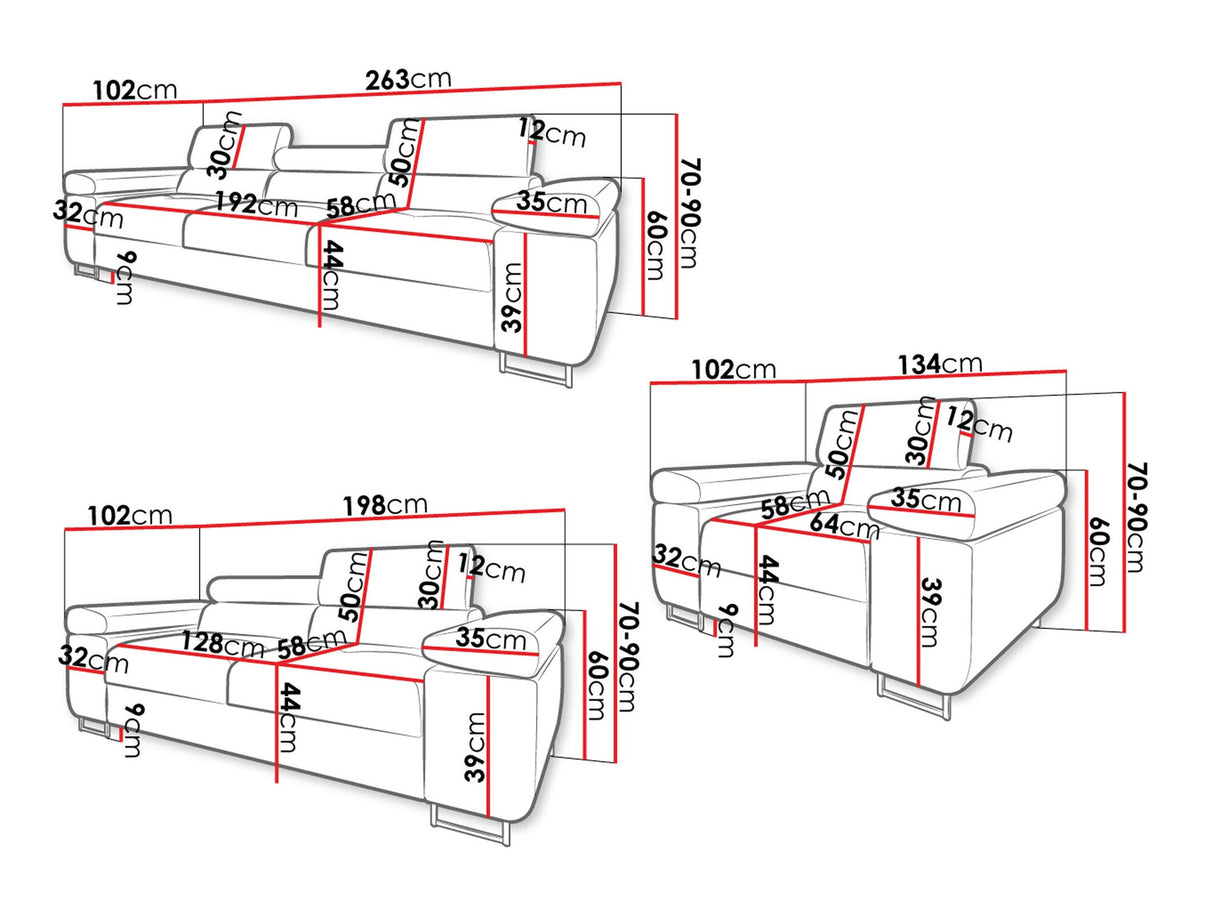 Kárpitozott bútorok Zestaw TOREZIO 3+2+1, Szín: Poso 135