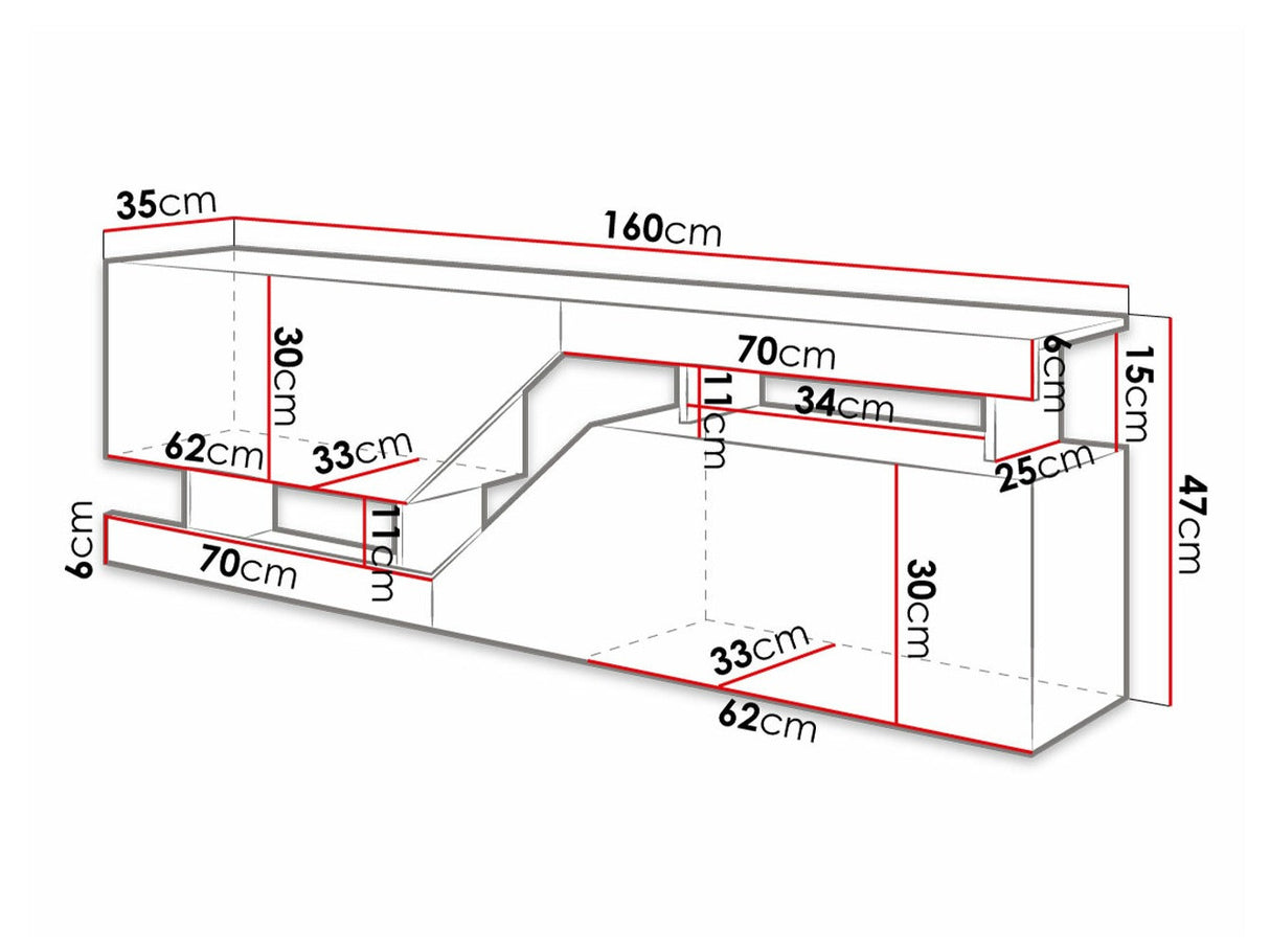 TV-állvány Szafka RTV Ceelias (Bekas), Szín: Fehér + Wotan tölgy