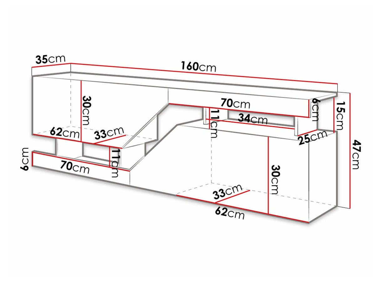 TV-állvány Szafka RTV Ceelias (Bekas), Szín: Antracit + Wotan tölgy