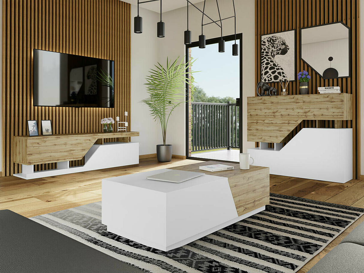 Nappali szett Meble CEELIAS I, Szín: Wotan tölgy + Fehér