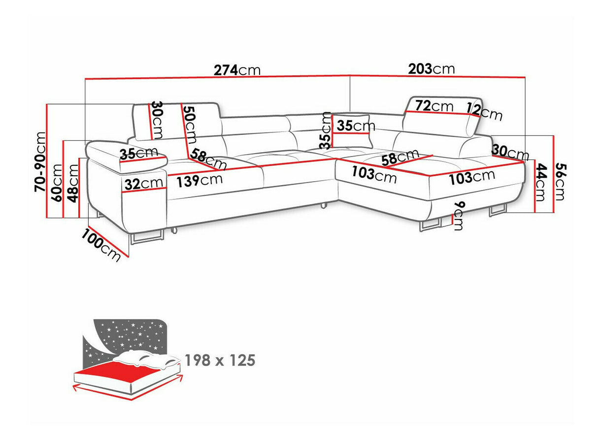 Sarokkanapé Narożnik TOREZIO, Szín: Sorriso 08, Változatok: Balos