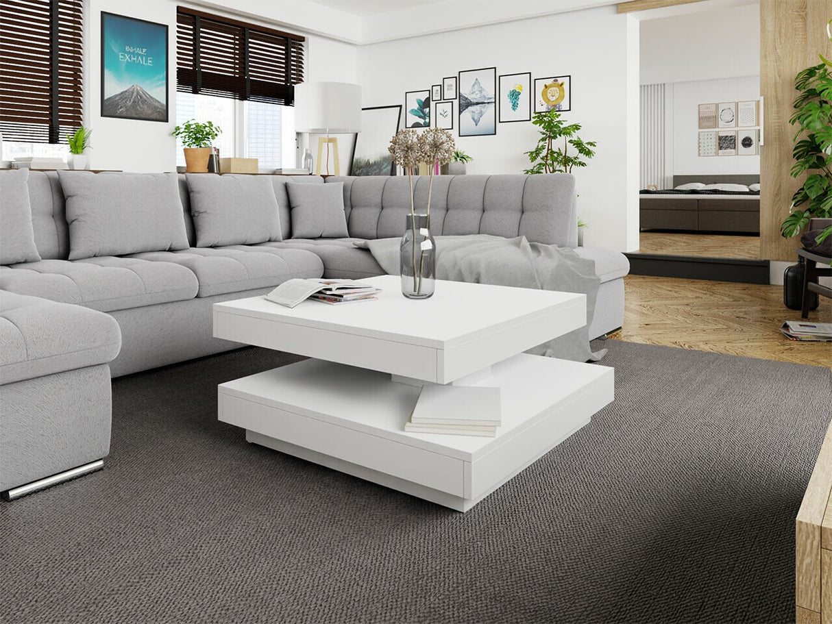 Kihajtható dohányzóasztal Nenani (Druzjan), Szín: Fehér