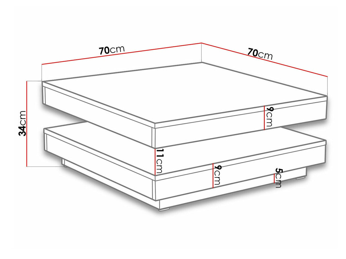 Kihajtható dohányzóasztal Nenani (Druzjan), Szín: Wotan tölgy + Fehér