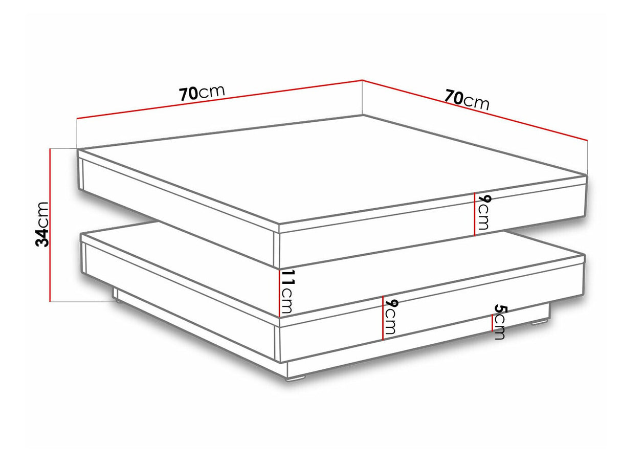 Kihajtható dohányzóasztal Nenani (Druzjan), Szín: Grafit + Wotan tölgy