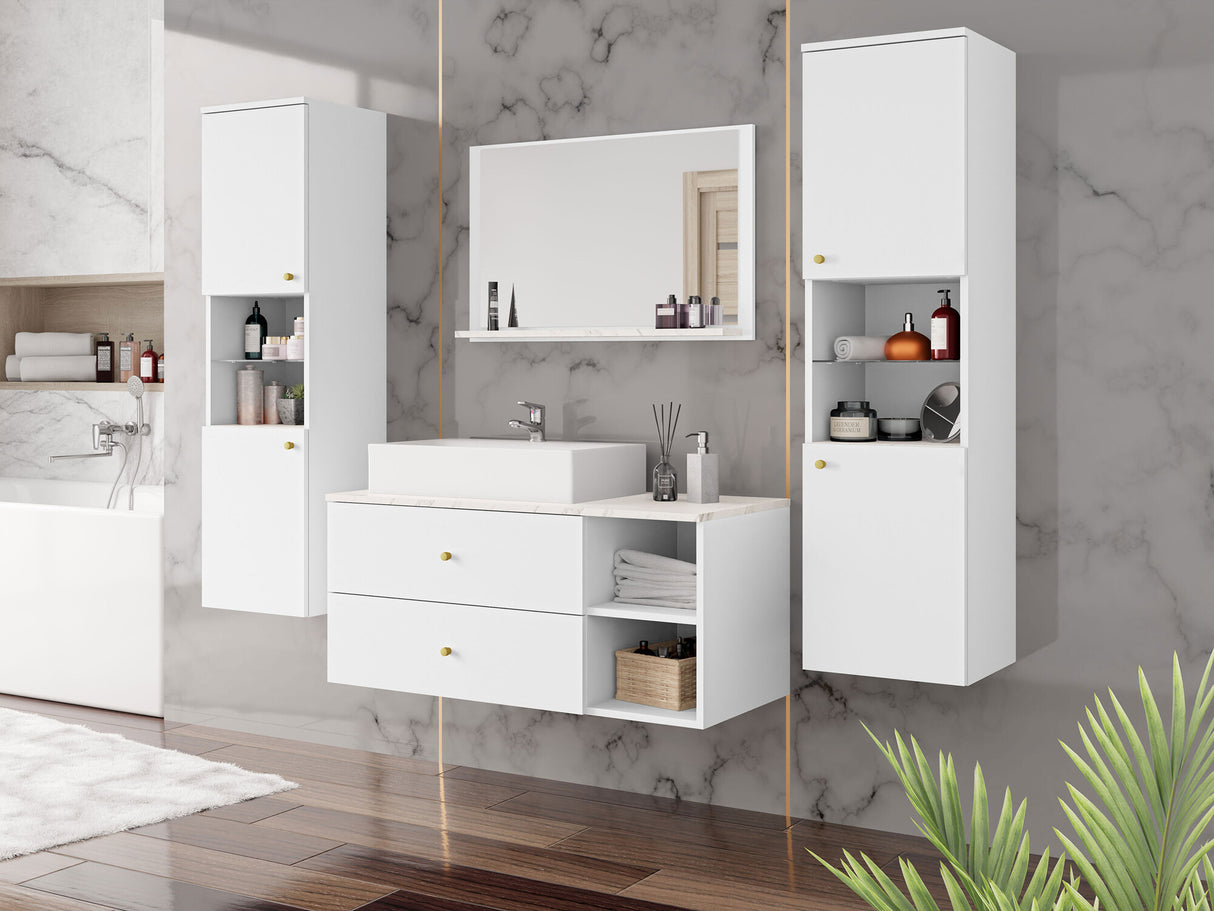Fürdőszoba garnitúra Meble łazienkowe KERTOS III, Szín: Fehér, Mosdókagyló: Igen