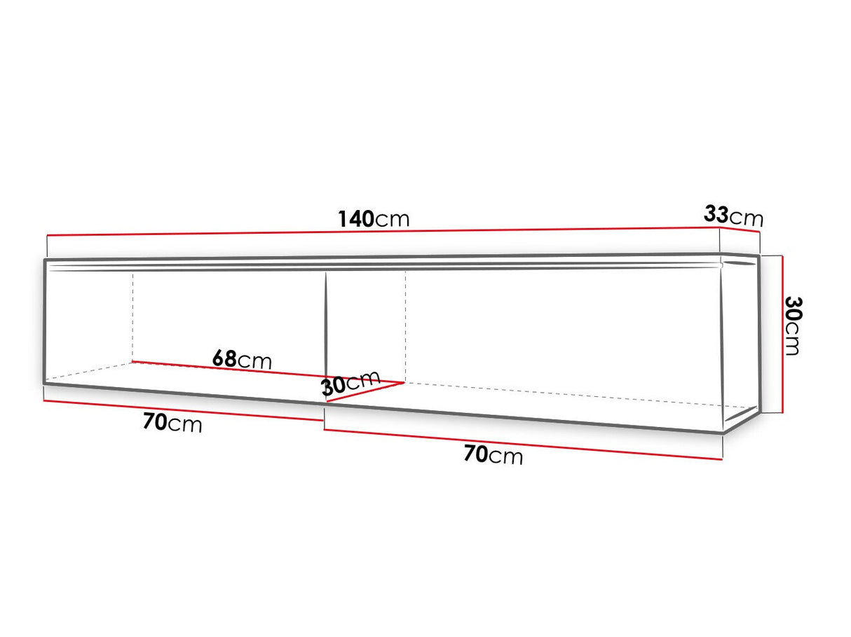 TV-állvány Szafka RTV D 140 Közepes sűrűségű farostlemez, Led világítás: Igen