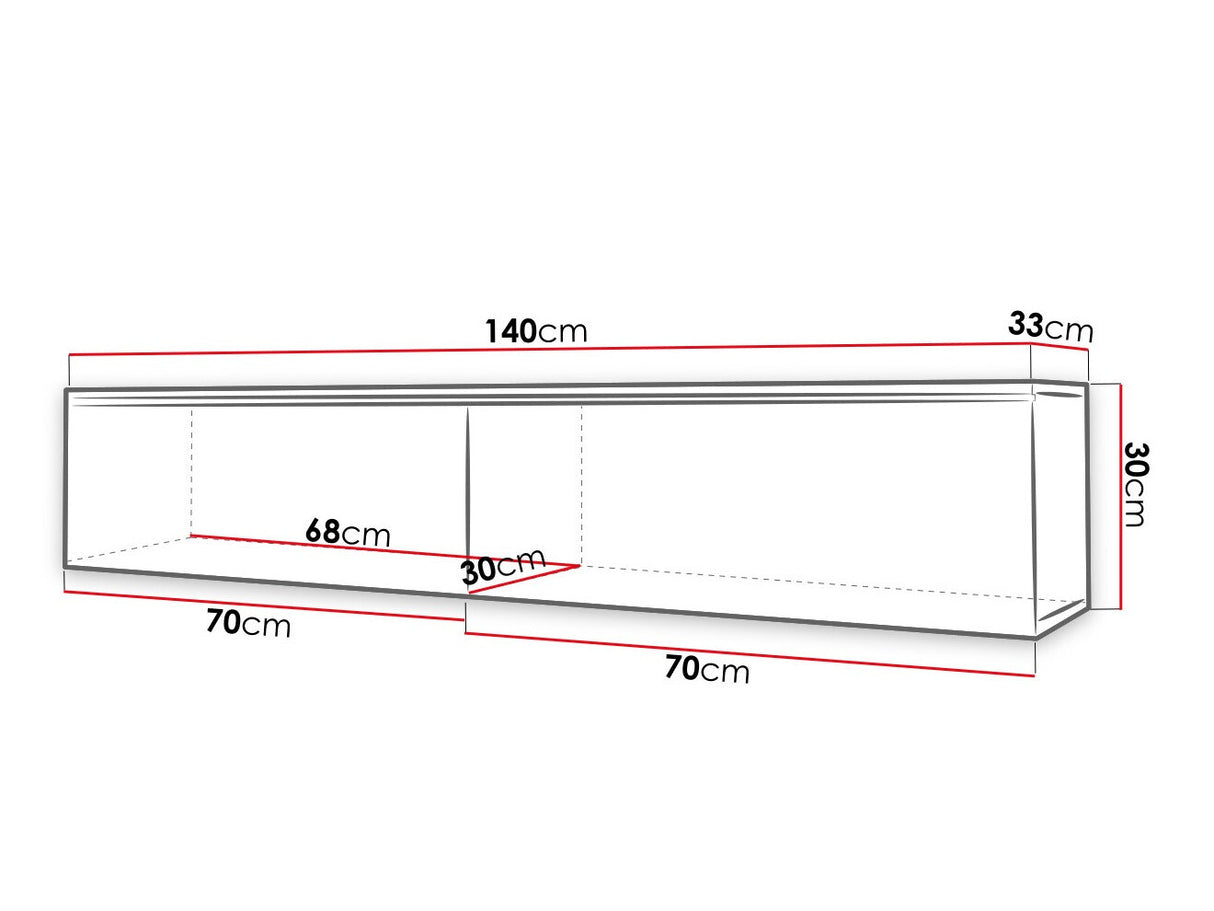 TV-állvány Szafka RTV D 140 Közepes sűrűségű farostlemez, Led világítás: Nem