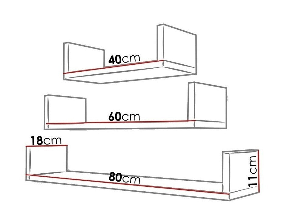 Függő polc szettek Trio 004 (Cygni), Szín: Fehér