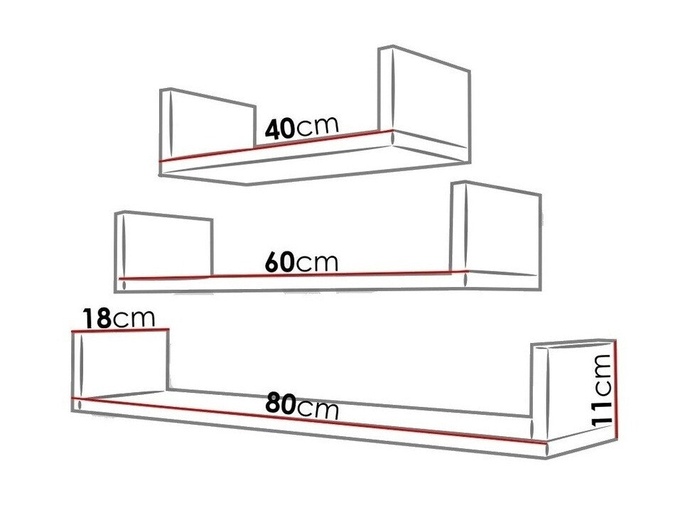Függő polc szettek Trio 004 (Cygni), Szín: Sonoma tölgy
