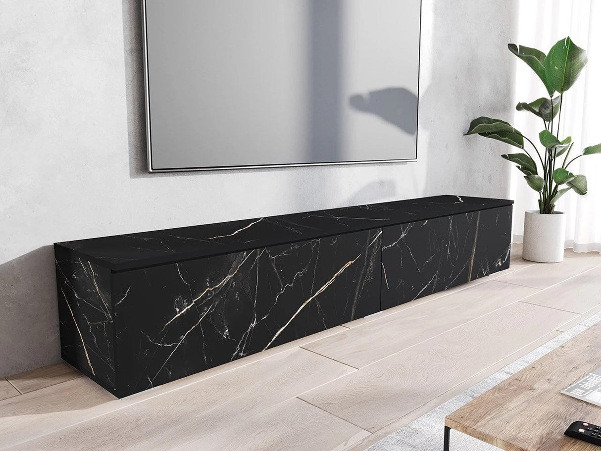 TV-állvány Lowboard D180 (Dlone 180), Led világítás: Nem, Szín: Fekete márvány