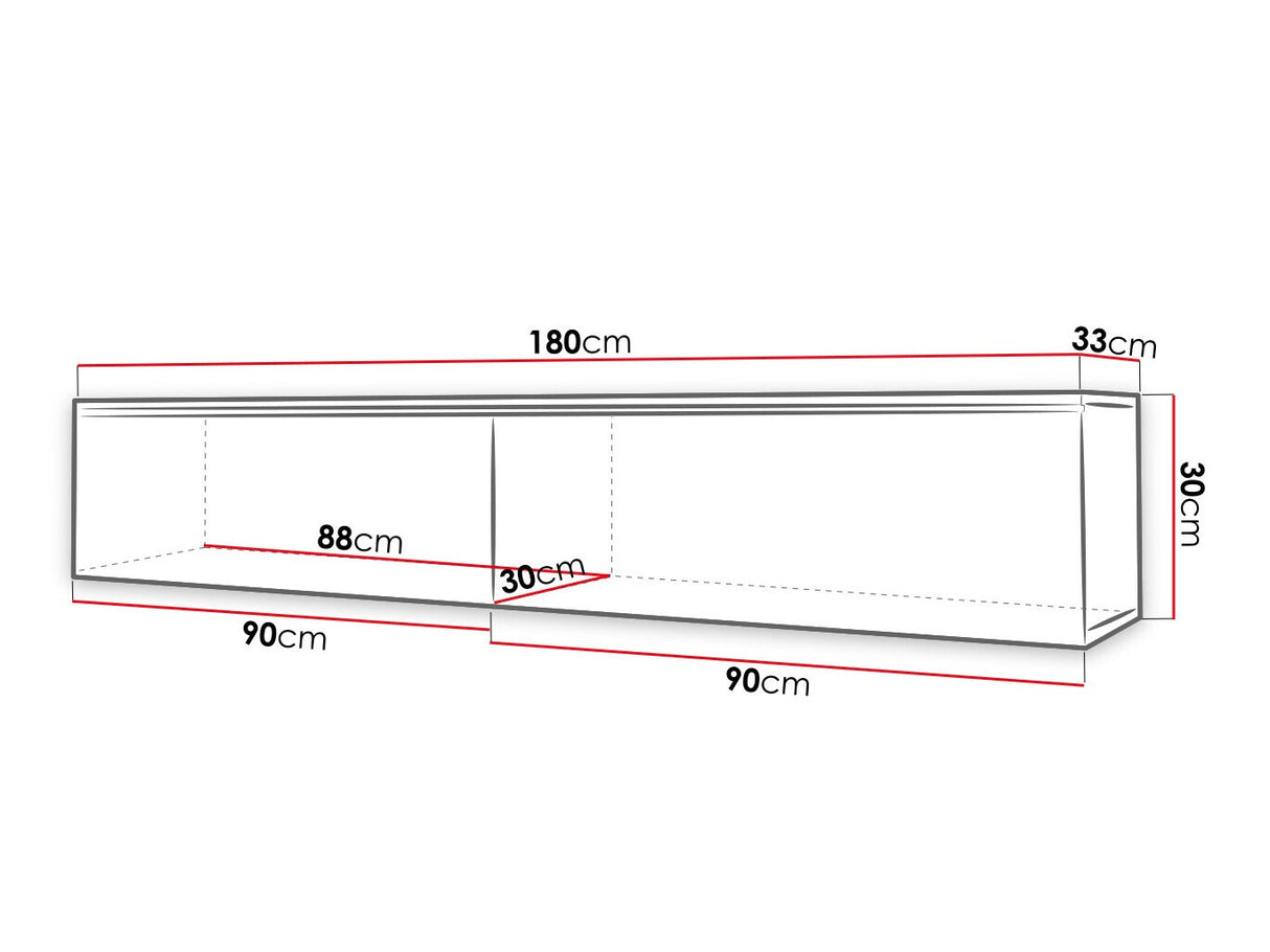 TV-állvány Lowboard D180 (Dlone 180), Led világítás: Nem, Szín: Tölgy