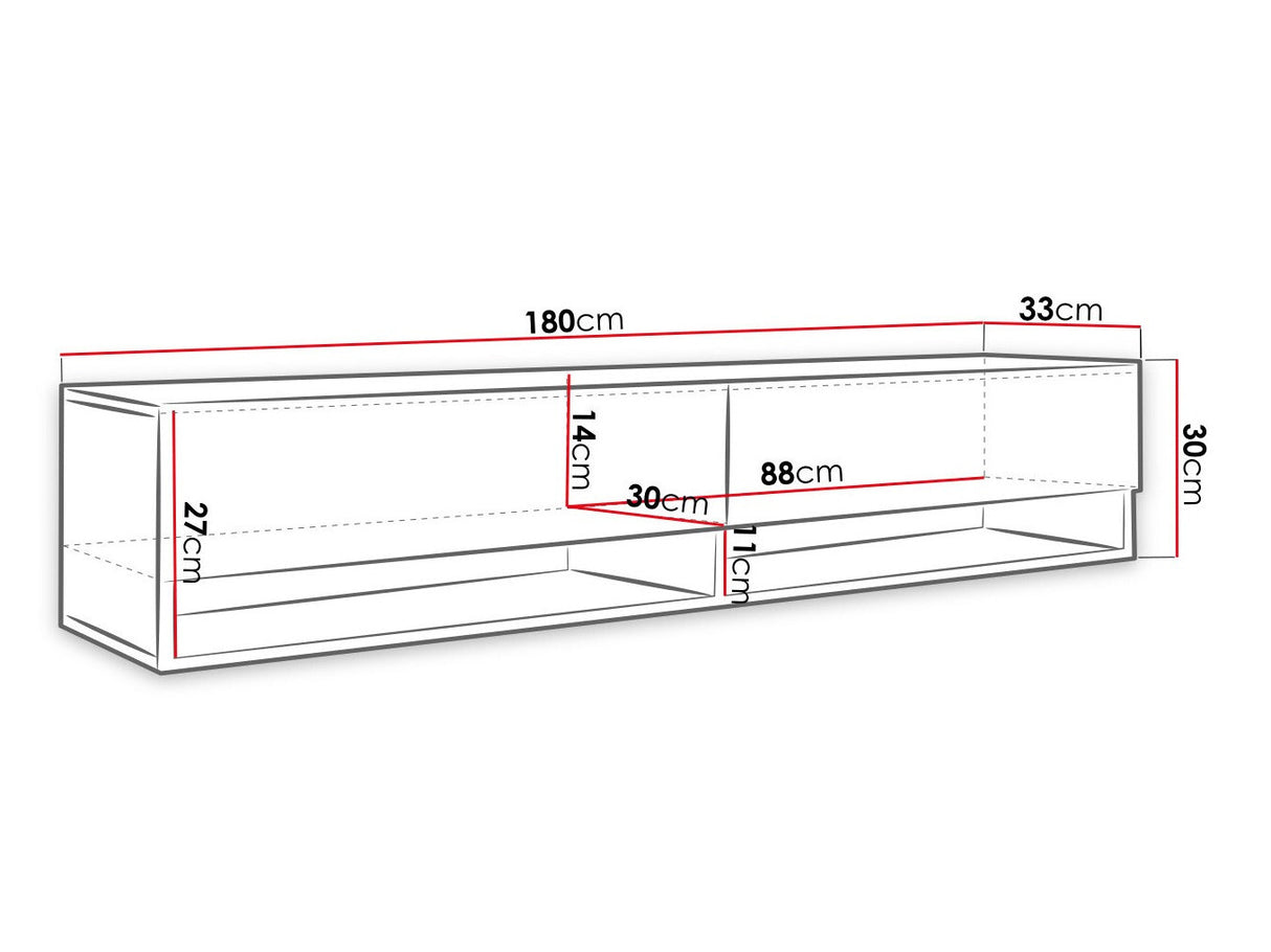 TV-állvány Lowboard A180 (Adenik 180), Led világítás: Nem, Szín: Fekete + Grafit