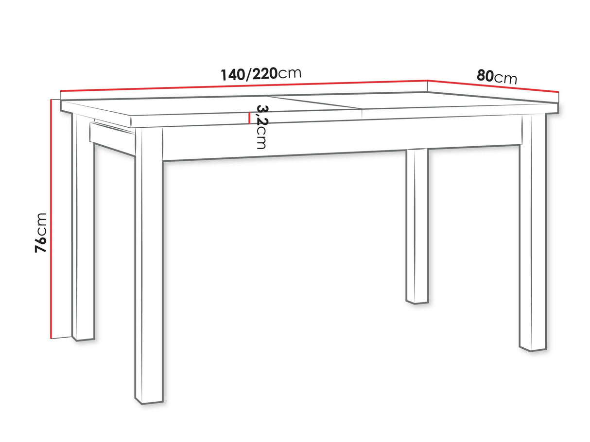 Asztal Stół MODENA 1 XL LAMINAT, Szín: Grandson tölgy + Fekete