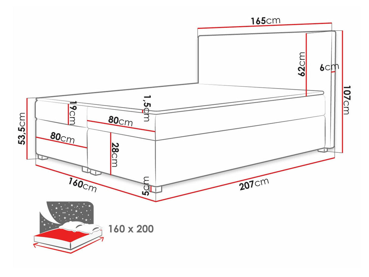 Kontinentális ágy Łóżko kontynentalne SIMPLE, Szín: Poso 02, Alvó felület mérete: 160 x 200 cm