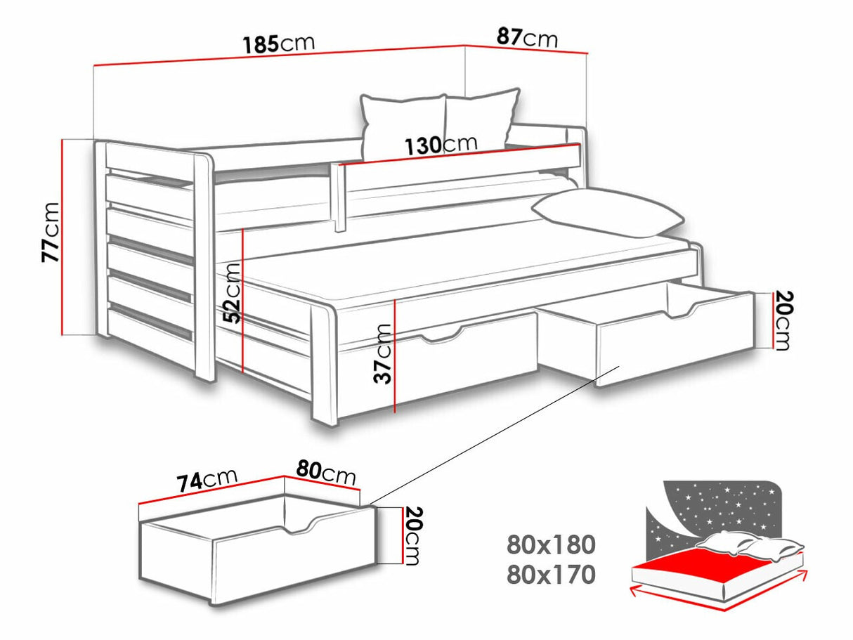 Ágy TOMASZ II 80 (Catalonia 80), Szín: Fehér + Szürke