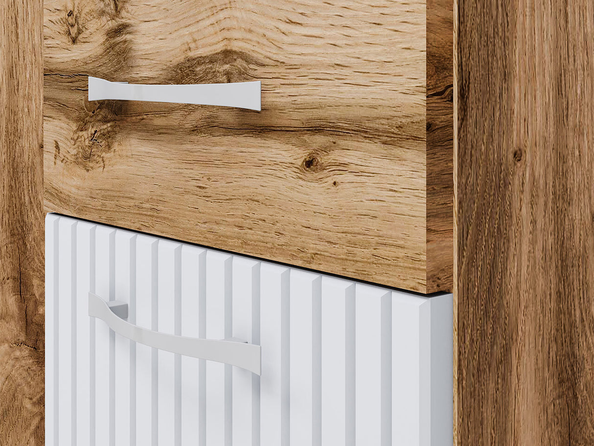 Fürdőszoba garnitúra Meble łazienkowe z umywalką ALBA Közepes sűrűségű farostlemez Wotan/Biały Ryfle