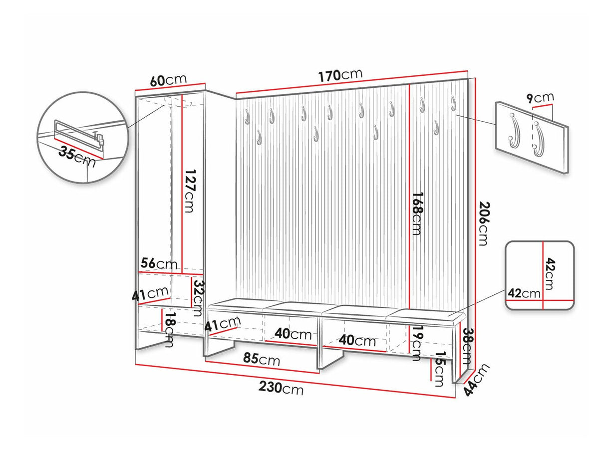 Előszoba garnitúra Garderoba BALMA VI, Szín: Artisan tölgy + Manila 02