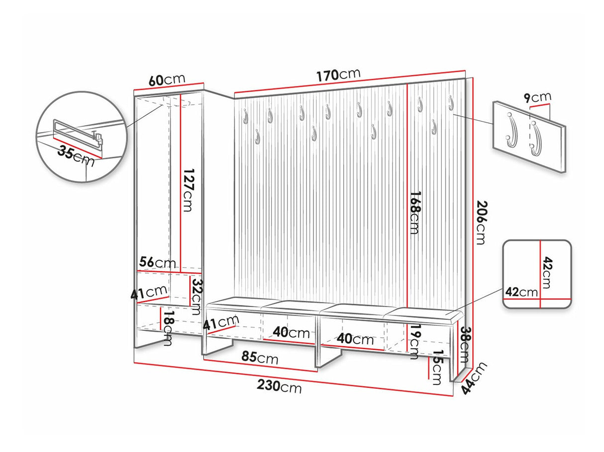 Előszoba garnitúra Garderoba BALMA VI, Szín: Artisan tölgy + Manila 11