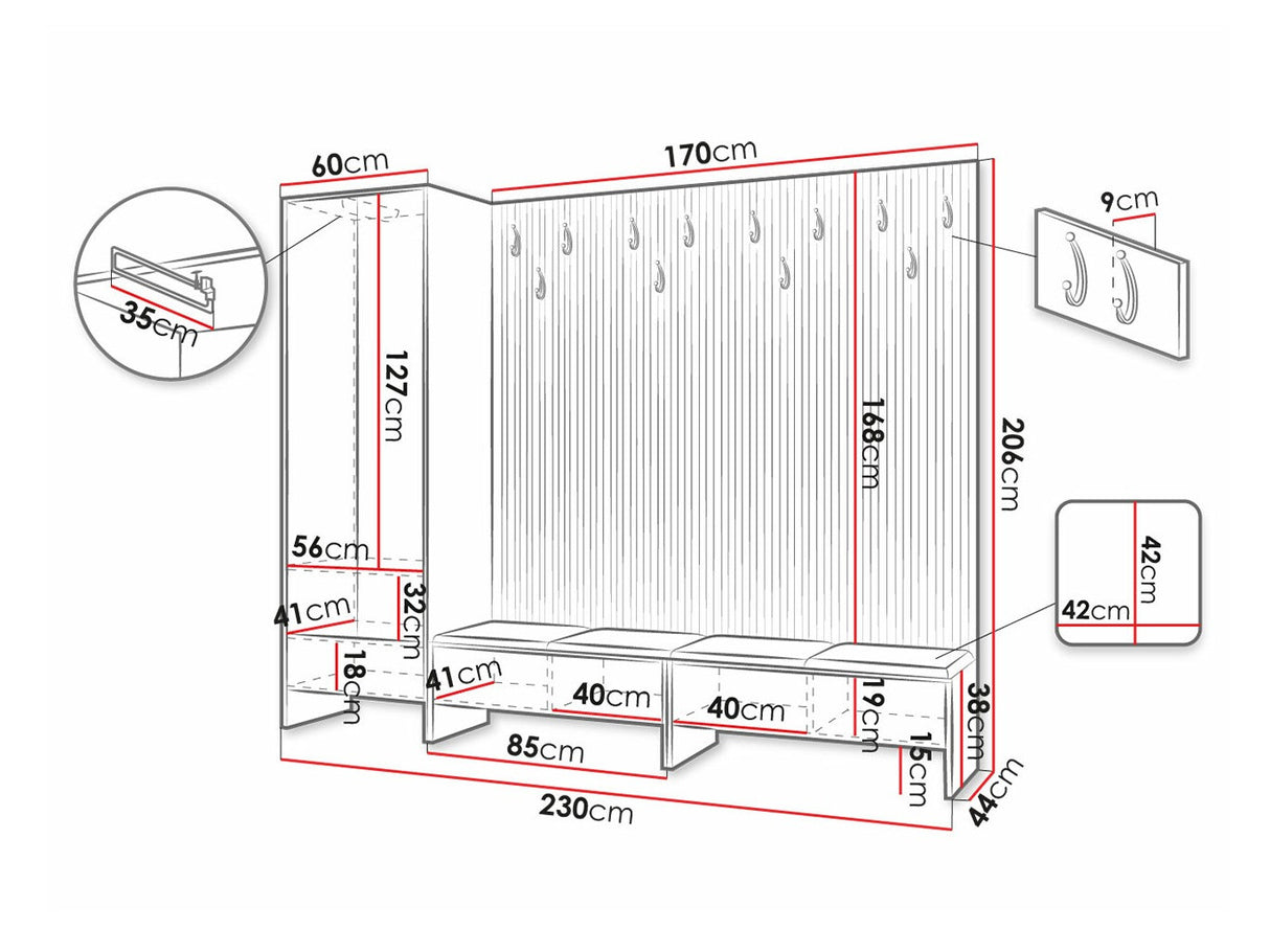 Előszoba garnitúra Garderoba BALMA VI, Szín: Artisan tölgy + Manila 16
