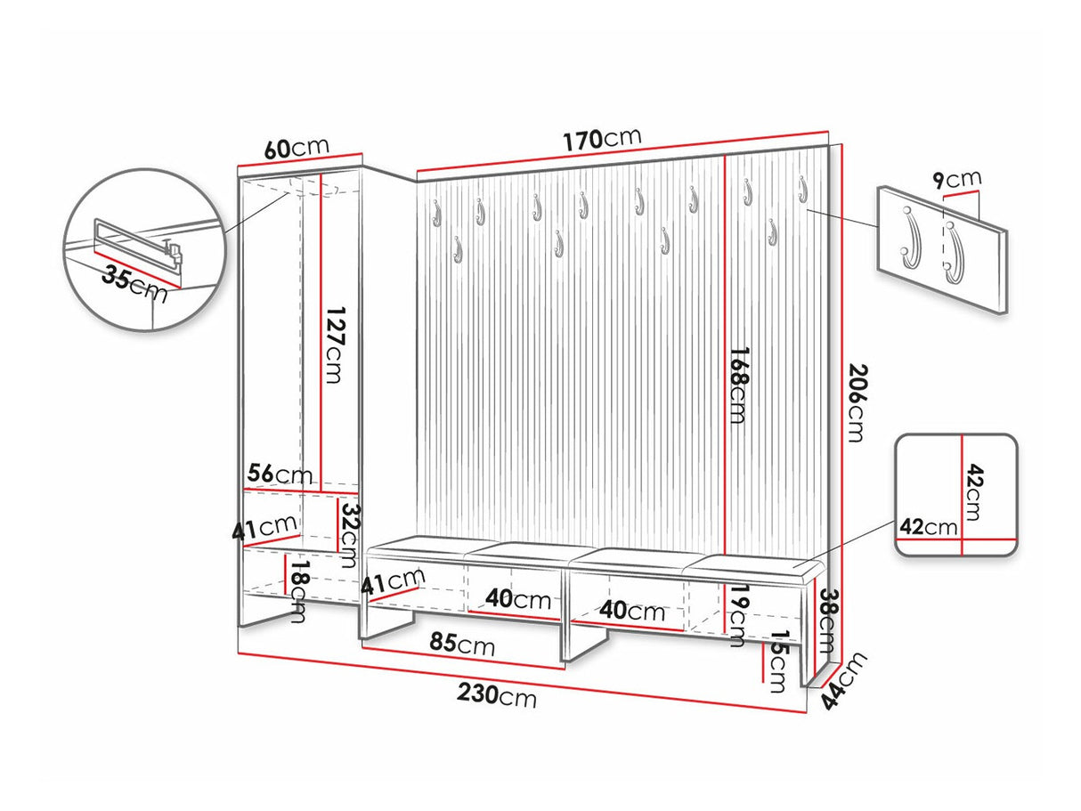 Előszoba garnitúra Garderoba BALMA VI, Szín: Artisan tölgy + Manila 18