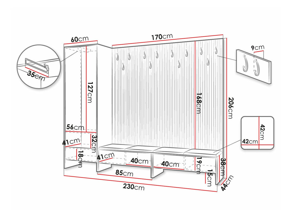 Előszoba garnitúra Garderoba BALMA VI, Szín: Artisan tölgy + Manila 26