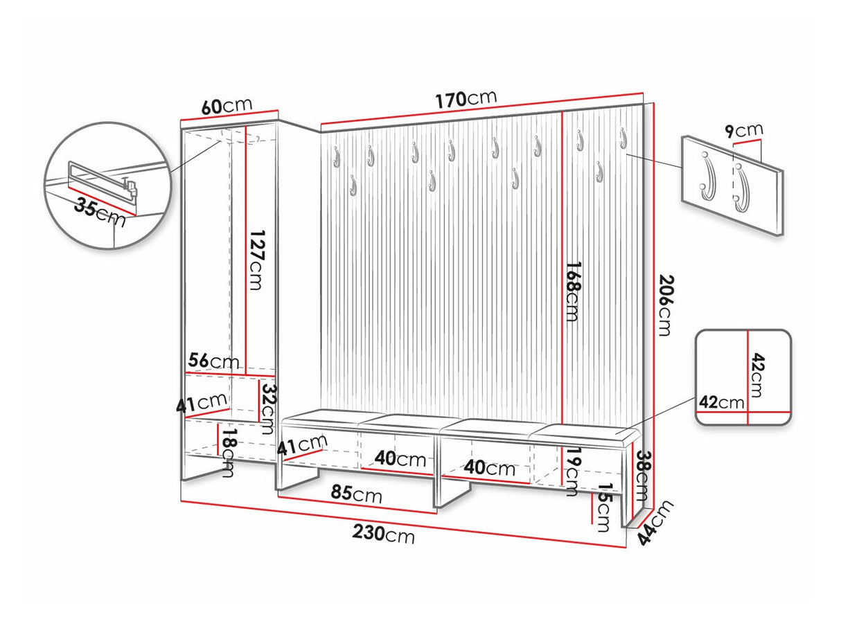 Előszoba garnitúra Garderoba BALMA VI, Szín: Artisan tölgy + Manila 32