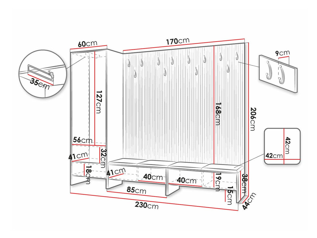 Előszoba garnitúra Garderoba BALMA VI, Szín: Artisan tölgy + Manila 35