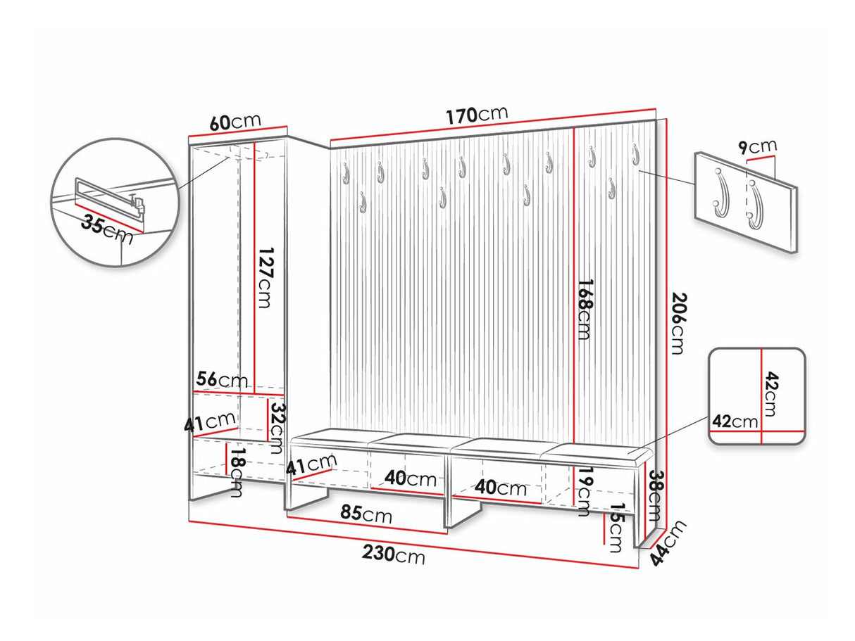 Előszoba garnitúra Garderoba BALMA VI, Szín: Artisan tölgy + Soft 017
