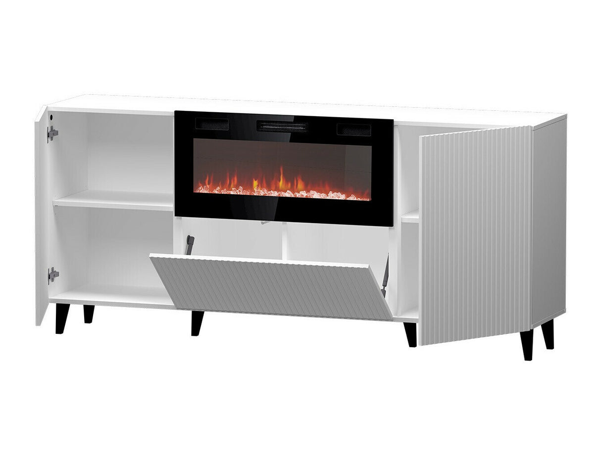 Szekrény PAFOS 180 (Sinenko), Szín: Fehér + Fekete, A kandalló színe: Fekete