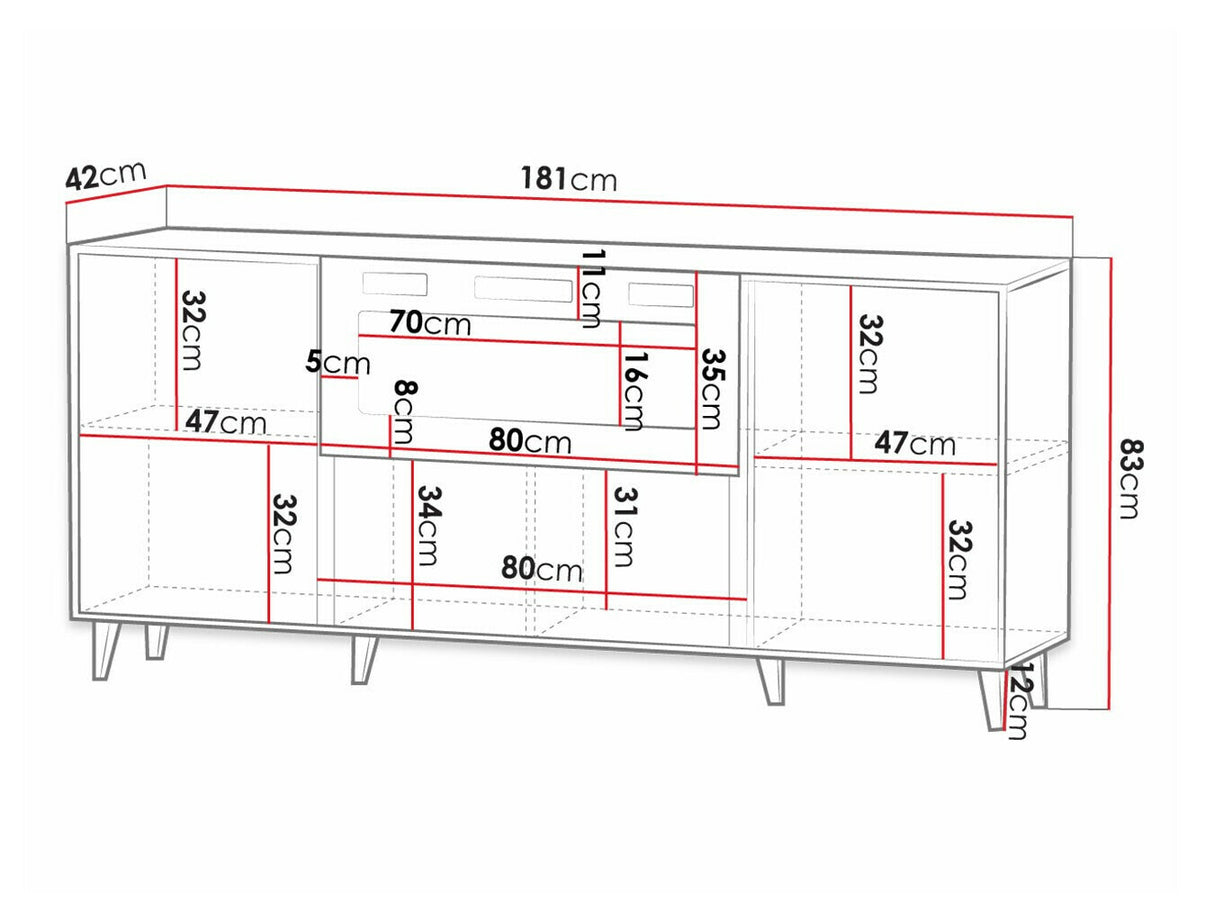 Szekrény PAFOS 180 (Sinenko), Szín: Fehér + Fekete, A kandalló színe: Fekete