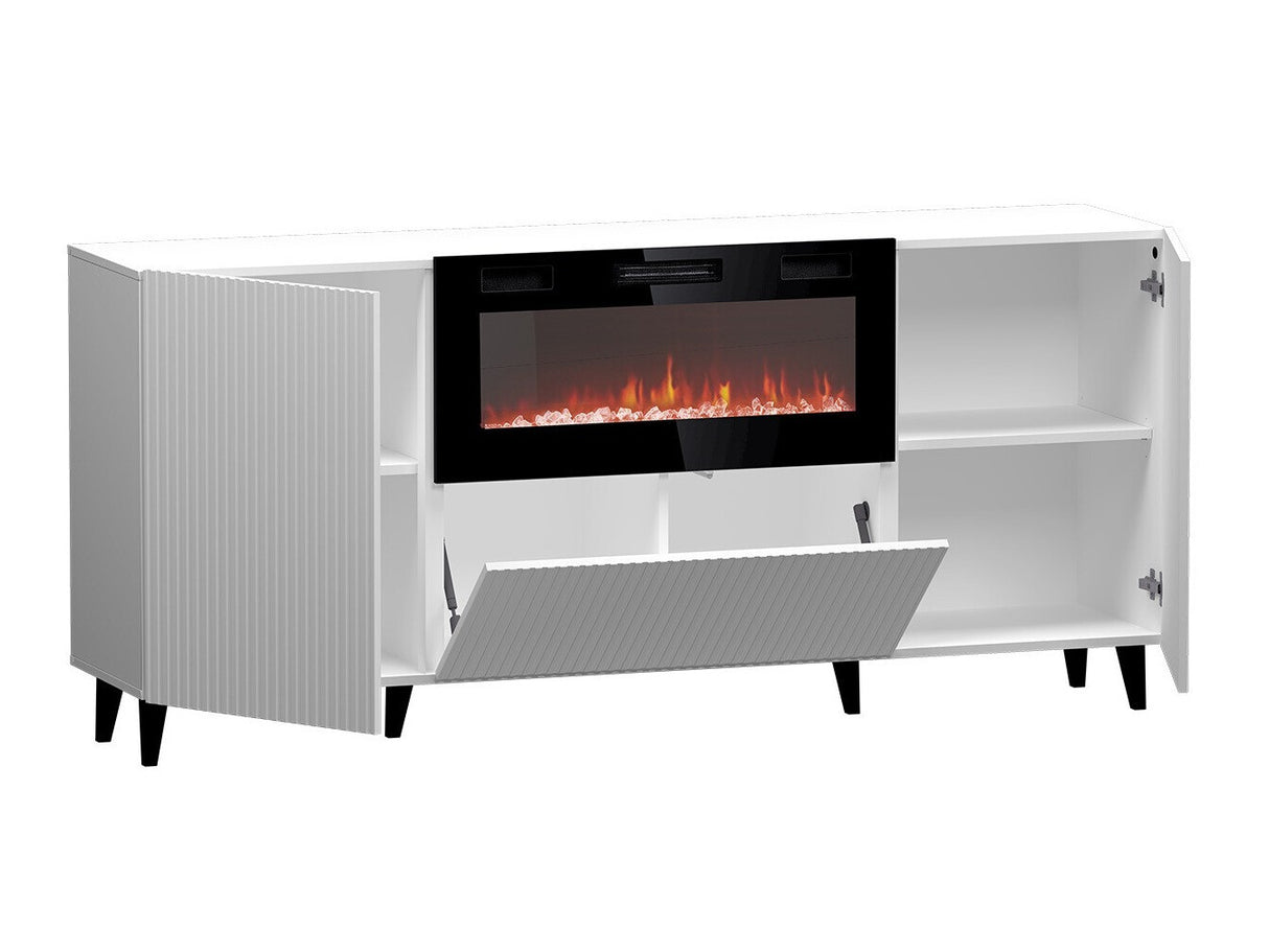 Szekrény PAFOS 180 (Sinenko), Szín: Fekete + Aranysárga, A kandalló színe: Fekete