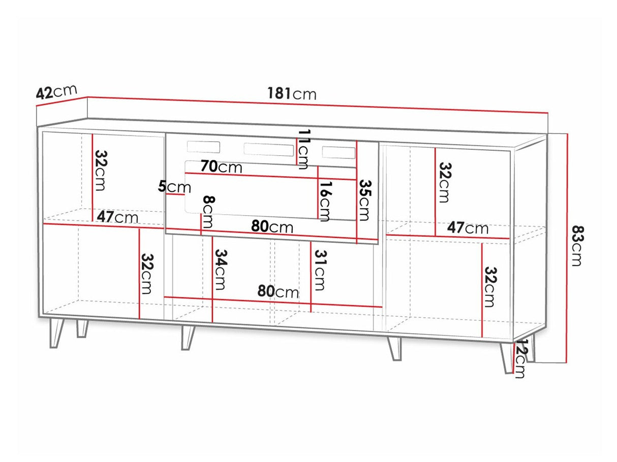 Szekrény PAFOS 180 (Sinenko), Szín: Fekete + Aranysárga, A kandalló színe: Fekete