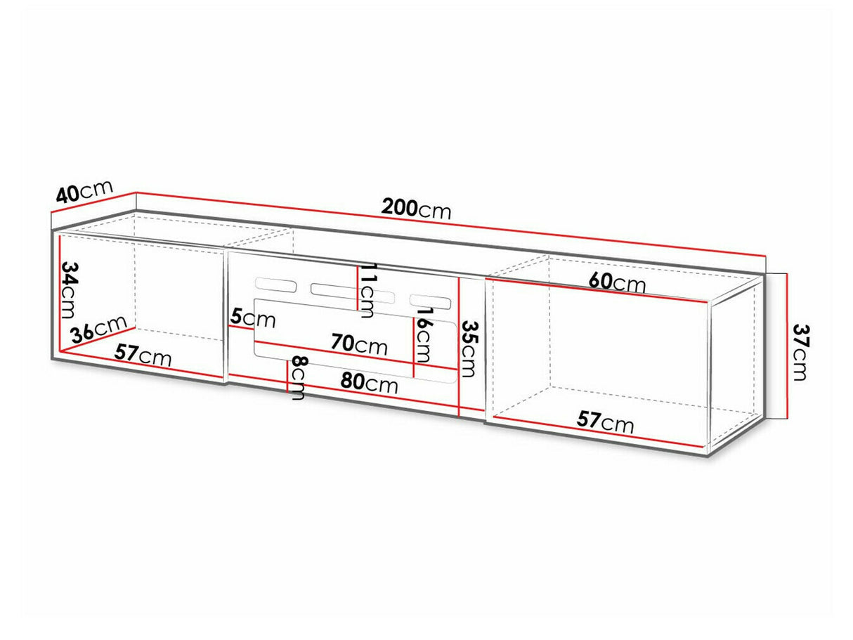 TV-állvány RTv SLIDE 200 K (Koda with a kandalló), Szín: Fekete + Fényes fekete, A kandalló színe: Fekete