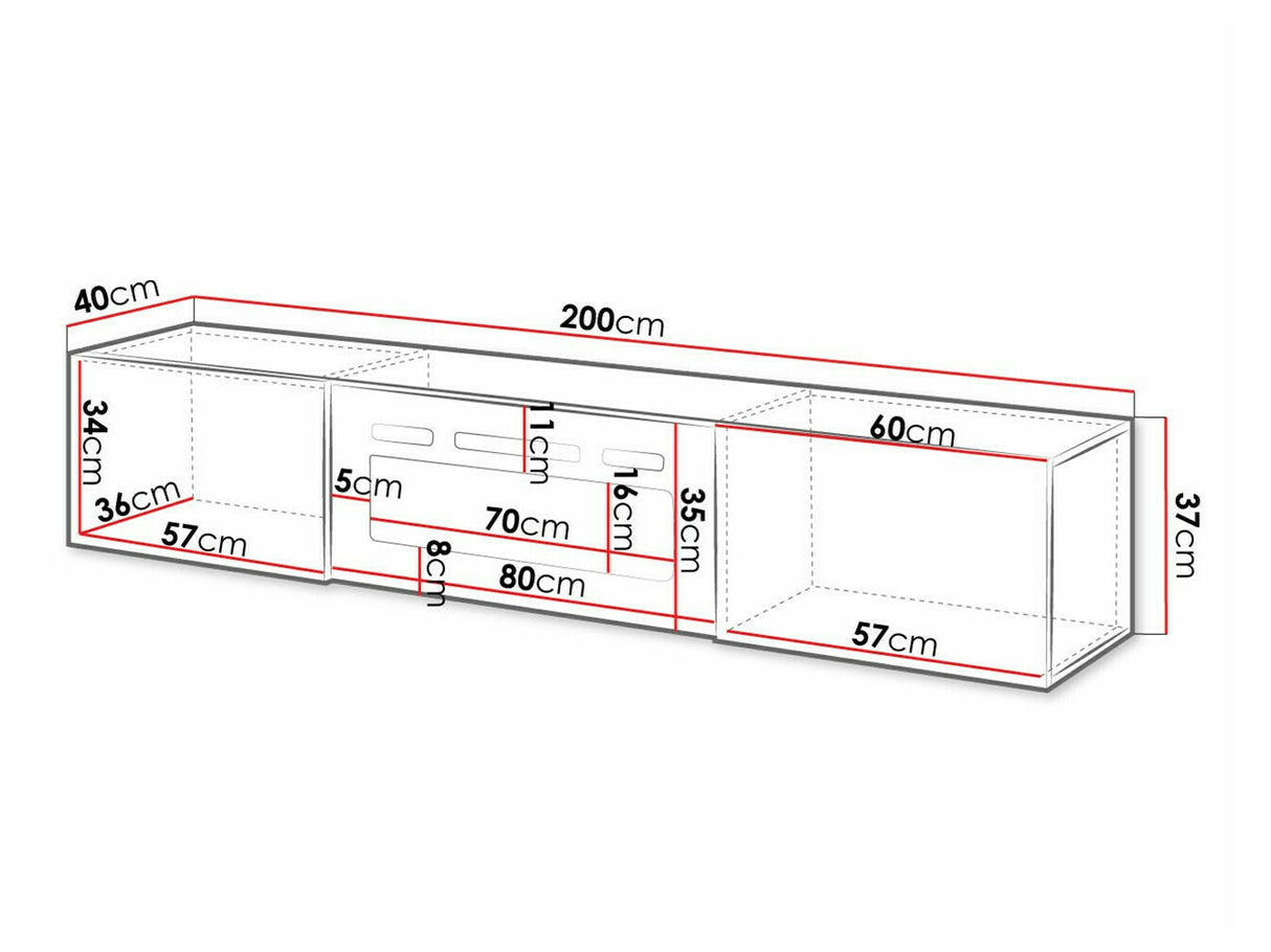 TV-állvány RTv SLIDE 200 K (Koda with a kandalló), Szín: Fehér + Fényes fehér, A kandalló színe: Fekete