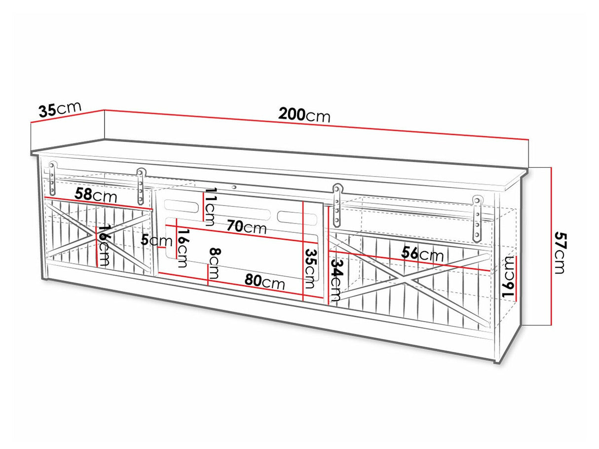TV-állvány GRANERO ( RTv Sarinero), Szín: Wotan tölgy, A kandalló színe: Fekete