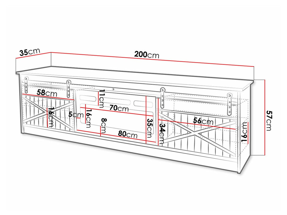 TV-állvány GRANERO ( RTv Sarinero), Szín: Érett tölgy, A kandalló színe: Fekete