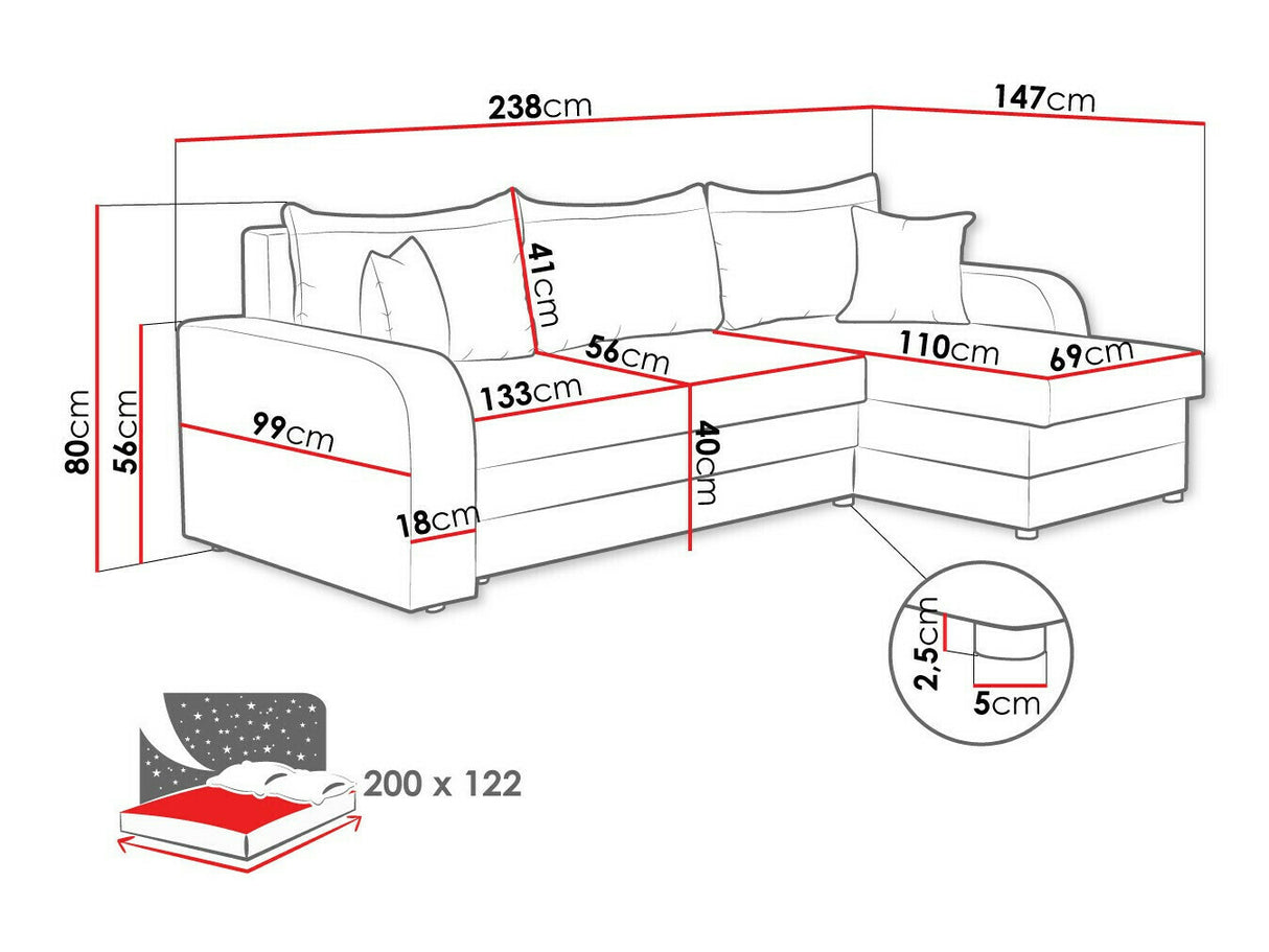 Sarokkanapé Kris (Dalmir) I, Szín: Mikrofaza 0015 + Mikrofaza 0031
