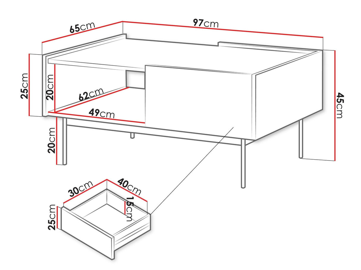 Dohányzóasztal Ława COLOR L97 Kasmír/Dąb linea