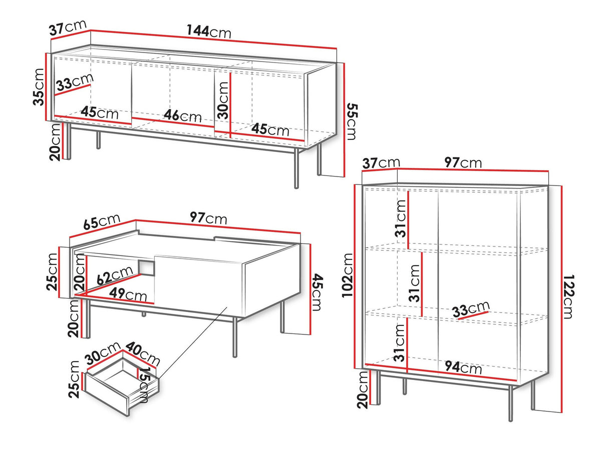 Nappali szett Meble COLOR I Kasmír/Dąb linea